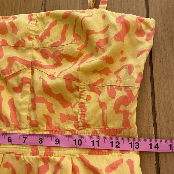 Derek Lam Women’s Sleeveless Midi Cotton Yellow Pink Ruffle Dress size 40 medium - Picture 9 of 13